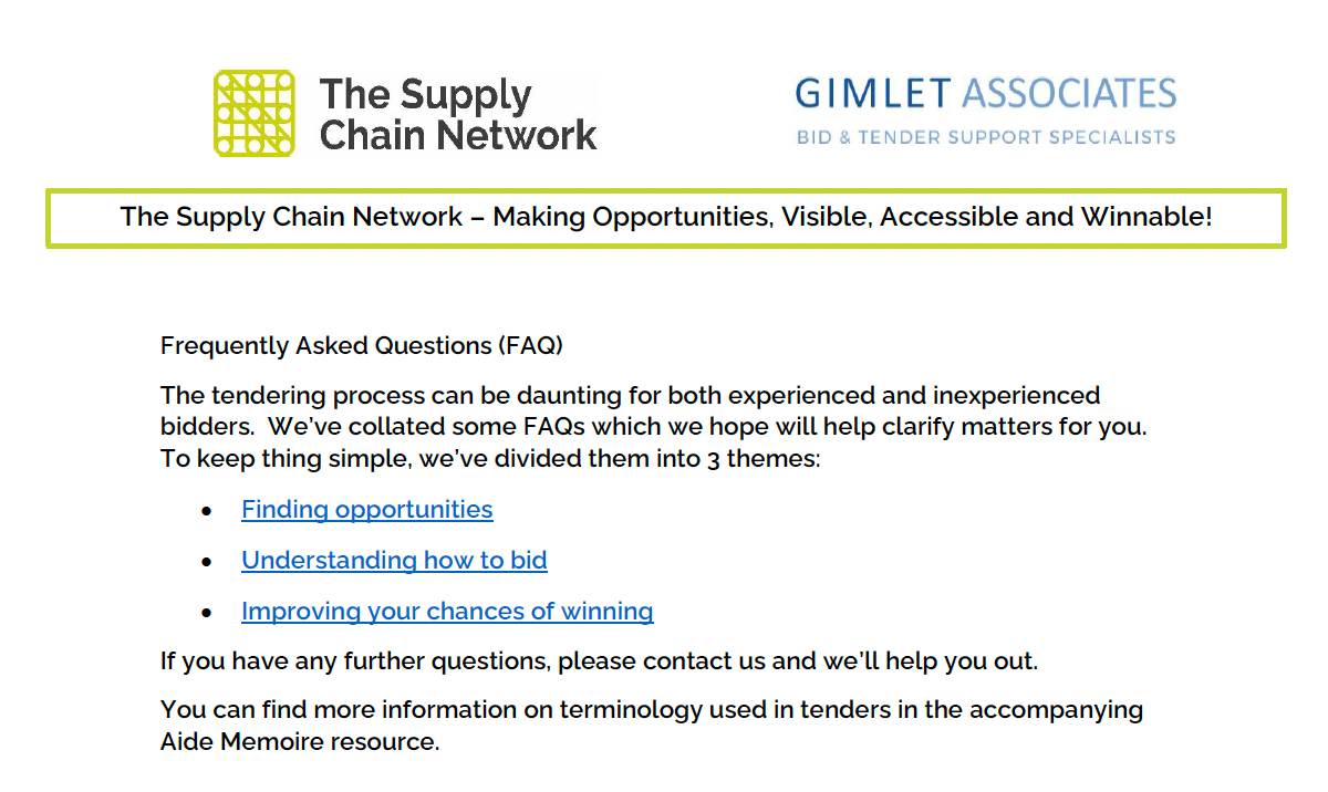 Tender Support Tender Process – FAQs - HEY Business Support Resource Portal