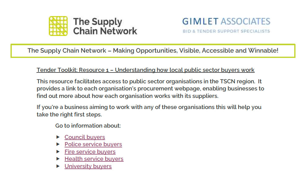 Tender Support Tender Toolkit 1a: Public Sector Buyers - HEY Business Support Resource ...